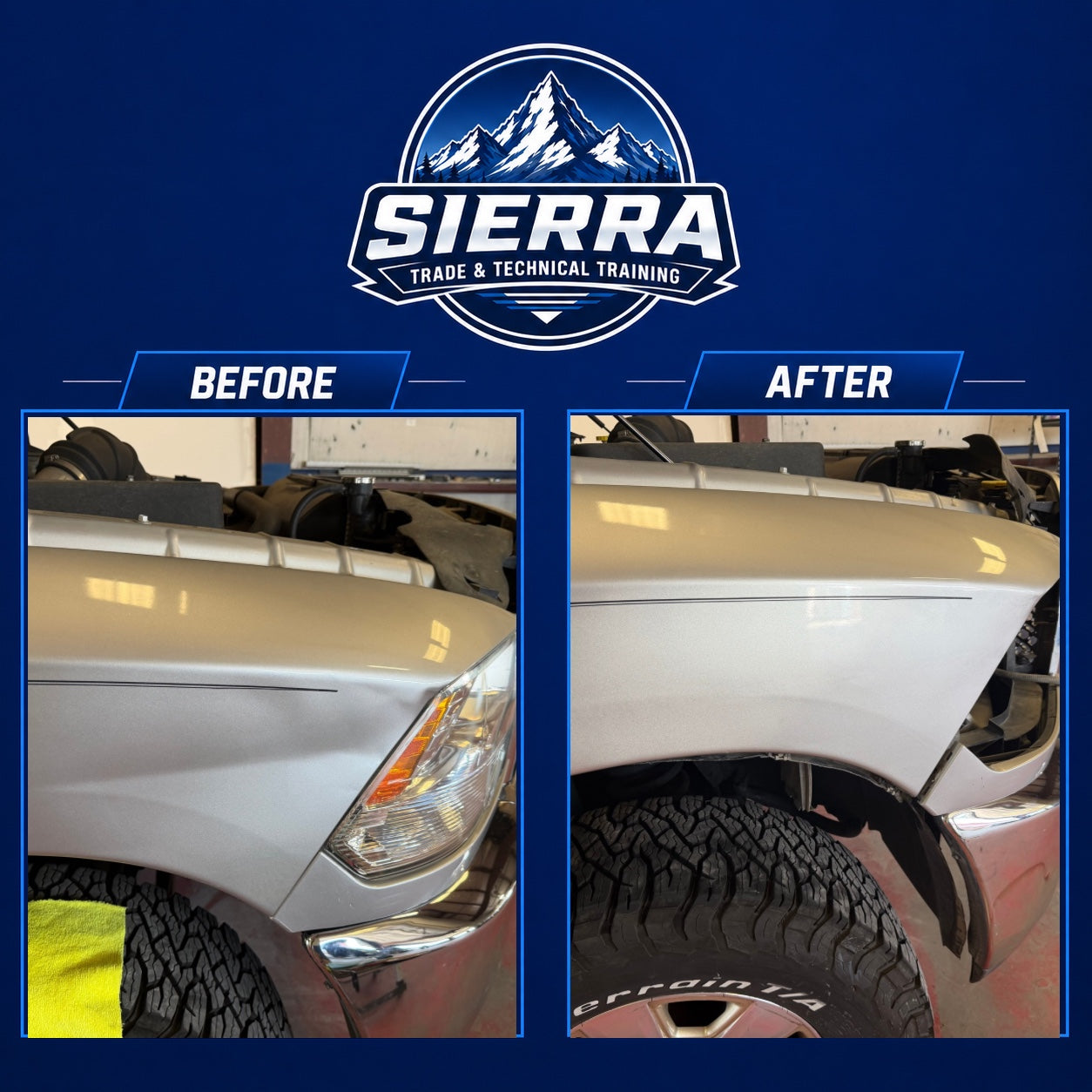 Before and after dent repair example 2