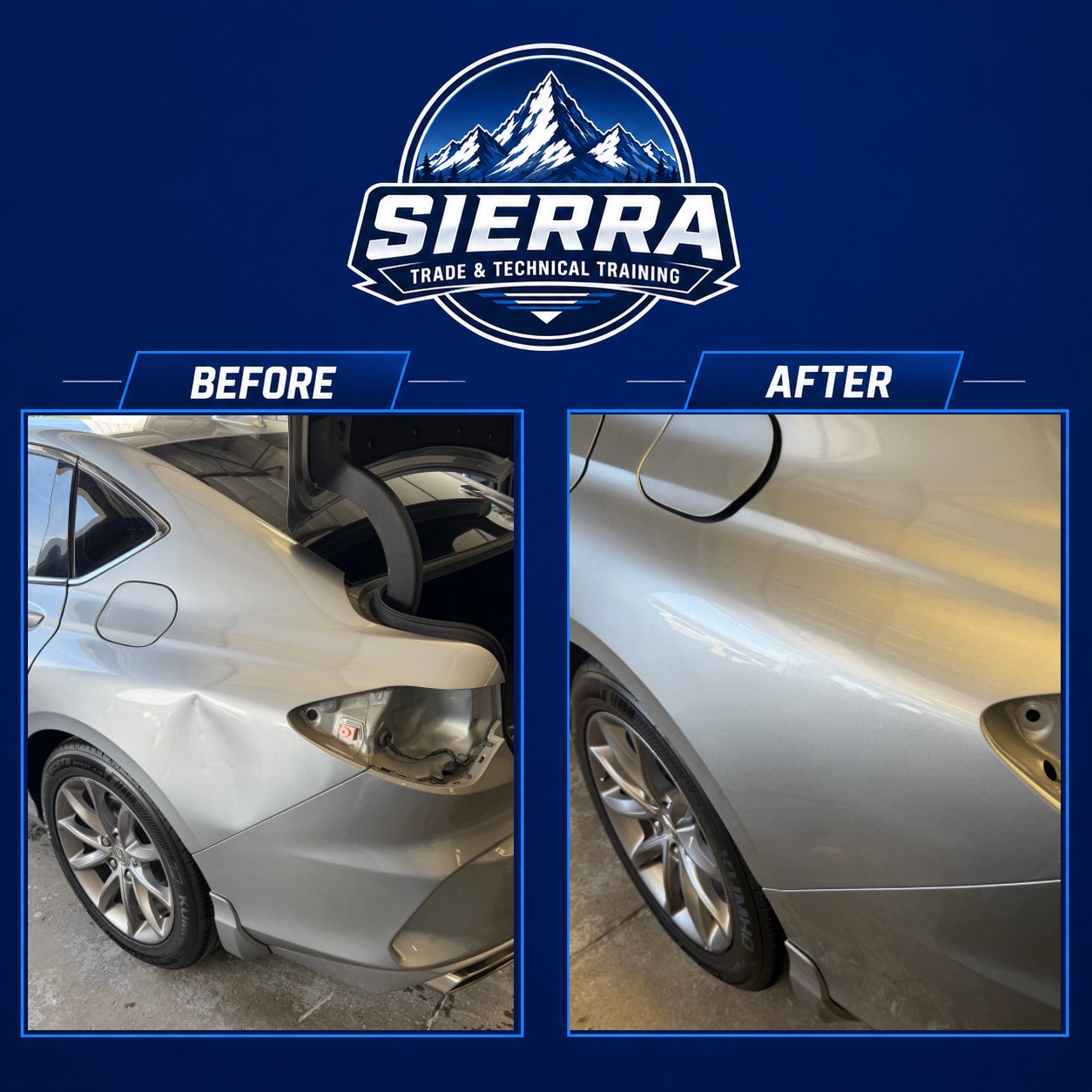 Before and after dent repair example 3