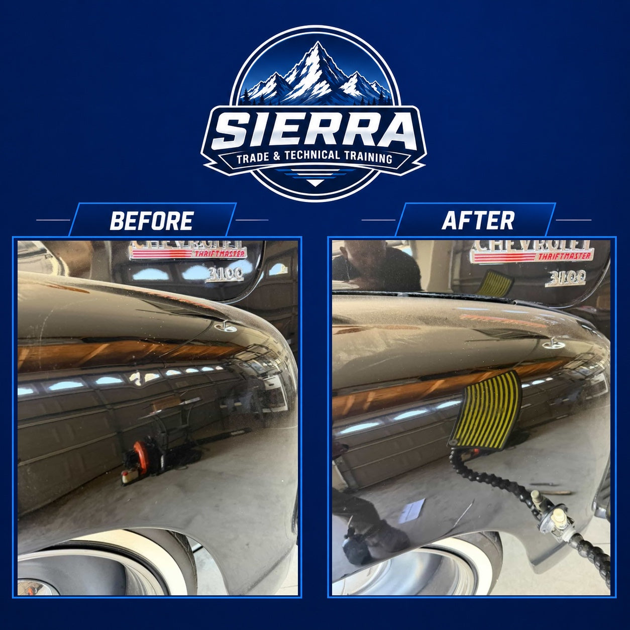 Before and after dent repair example 4
