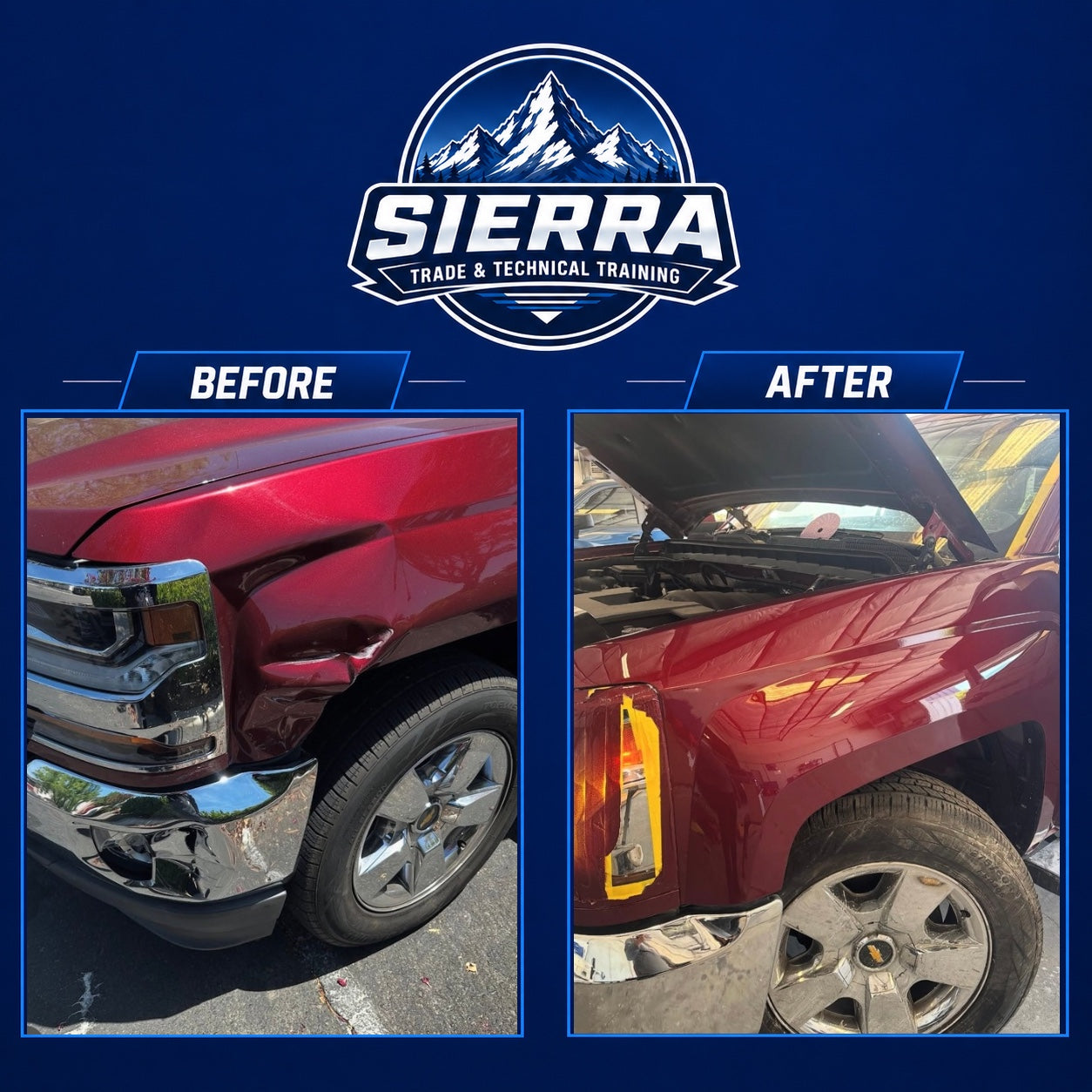 Before and after body repair example