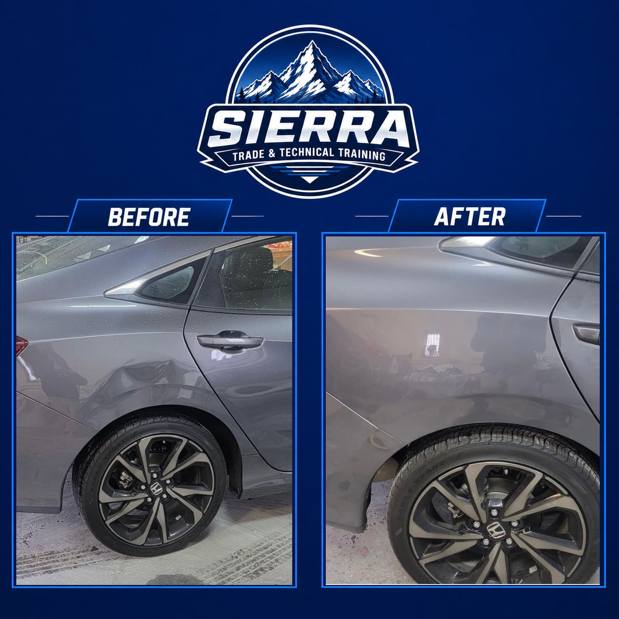 Before and after dent repair example 10